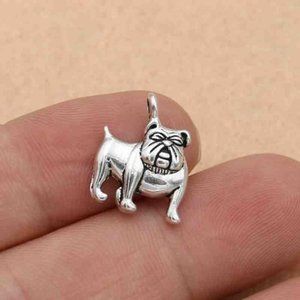 Antique Silver ENGLISH BULLDOG Charm for DIY Jewelry